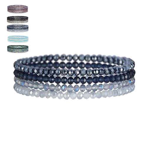 Uwiyo Damen Kristall Perlen Armband, Boho Mehrschichtiges Steine Armbänder Bohemian Kristall Perlen...
