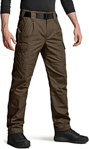CQR Men's Tactical Pants, Water Resistant Ripstop Cargo Pants, Lightweight EDC Hiking Work Pants, Outdoor Apparel, Duratex Ripstop Tundra, 34W x 32L