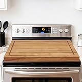 Noodle Board Stove Cover, 30 X 22 X 2.4" Wooden Stove Top Cover, Multifunctional Stove Cover for Electric&Gas Stove Top (Light Brown)