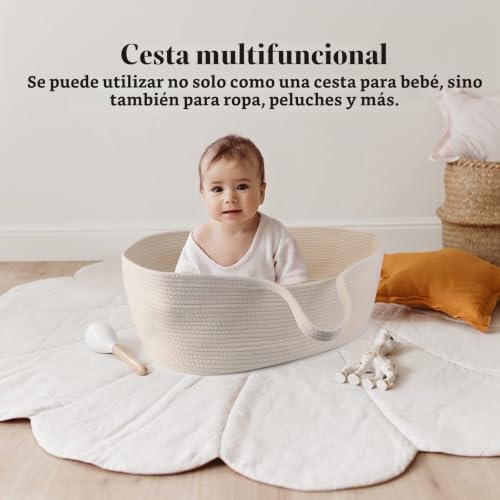 Miniatura 4 de Yumech Cesta De Moses Portátil Para Bebé - Cuna De Algodón Y Saco De Dormir Para Coche De Viaje Al Aire Libre