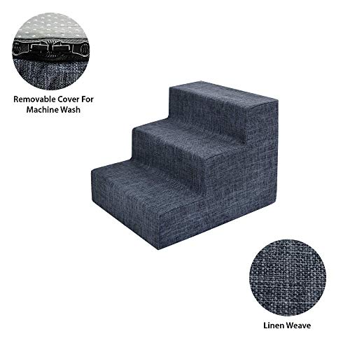 Image of Best Pet Supplies Foam Pet Stairs, Dark Gray Linen