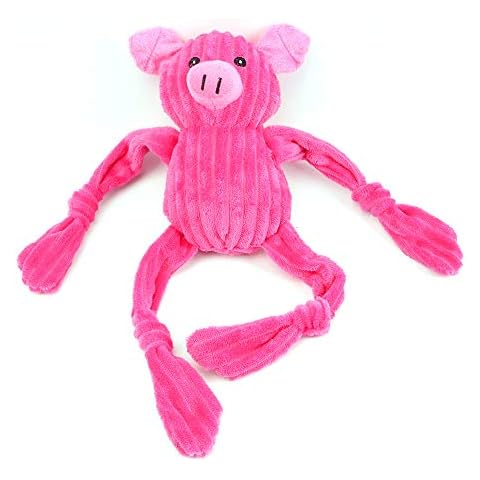 LHZTZKA Long-Legged Pigs Dolls For Dogs Filled Plush And Dog Squeaking,Pets Vocal Toys PlushToys Training Pet Educational Toys-Pink Cover