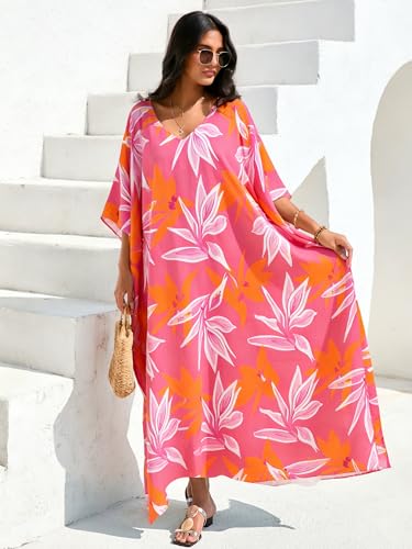 Image of Moss Rose Kaftan Dresses for Women Summer Swimsuit Cover up Caftan Dress