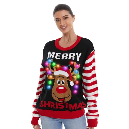 HSCTEK Light Up Women Knitted Christmas Sweater