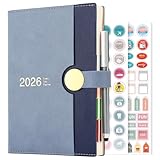 Akademischer Terminplaner 2026, A5, Seite pro Tag, von Januar 2026 bis Dezember 2026, 12 Monate Tagesplaner, Hardcover Terminplaner mit Stift (Blau)