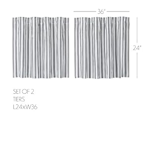 VHC Brands, Sawyer Mill Ticking Stripe Tier, Black, 24x36, Set of 2 VHC Brands Sawyer Mill Ticking Stripe Tier Black 24×36 Set of 2