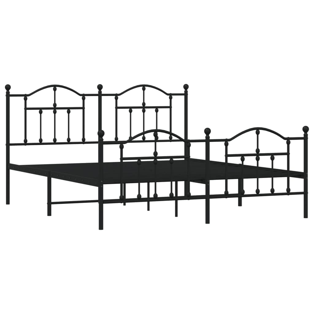 vidaXL Metal Bed Frame without Mattress with Footboard Black 180x200cm — image 1