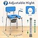 Loyoda Drop Arm Bedside Commode with Linners, Commode with Padded Seat and Backrest, 500lbs Capacity, 5.81QT Removable Bucket, Adjustable Height Portable Toilet for Adults, Blue