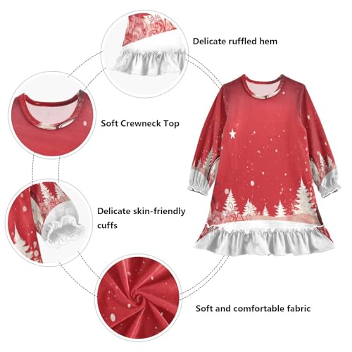 Bolaz Nightgowns Sleepwear Lightweight Nightdress Soft Pajamas Dress Christmas Trees for 3-10 Years3