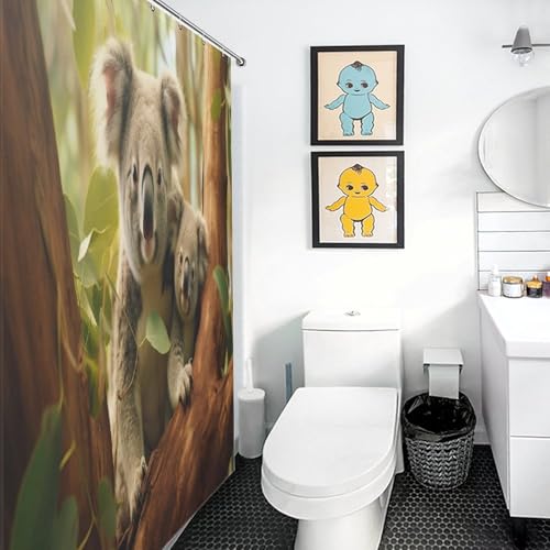 Rideau de douche imperméable koala en polyester 140x183cm avec 12 crochets