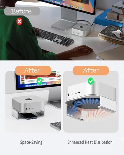 SNANSHI Mac Studio Stand - Aluminum Desktop Stand Designed Only for Mac Studio,Improved Airflow Effectively Dissipate Heat, Desk Organization - Thumbnail 5