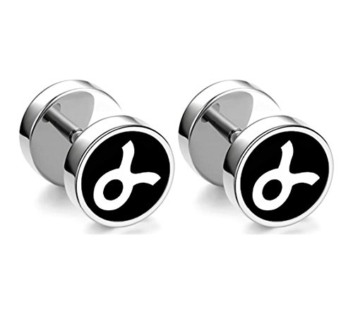 Xusamss Fashion Stainless Steel Twelve Constellation Barbell Stud Earrings