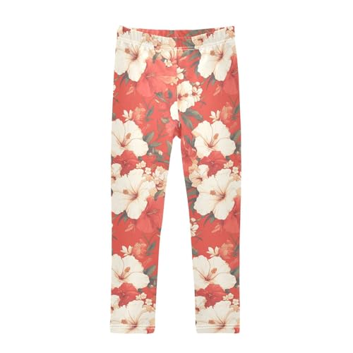 KLL Red Rose Little Girls Leggings Comfortable High Waisted Dance Pants Sports