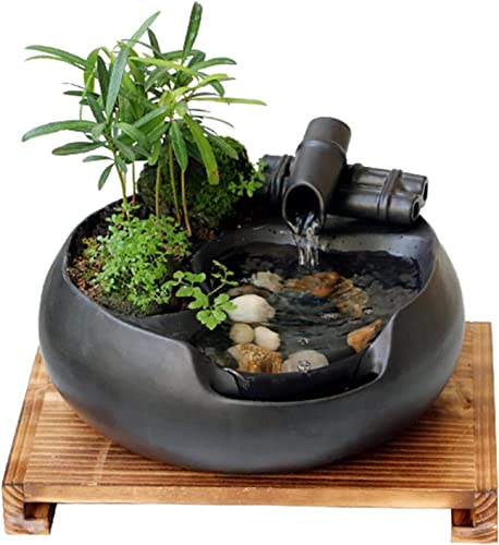 Fuente de agua eléctrica de escritorio, portátil, decorativa, zen, meditación, cascada, feng shui, para interiores y exteriores, hogar, oficina, relajación