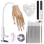 Yokilly Practice Hand for Acrylic Nails: Silicone Acrylic Nail Practice Hand Flexible Fake Nail Training Hand Model with Nail Tips Won't Fall off - Mannequin Hand Kit for Beginners Nail Art