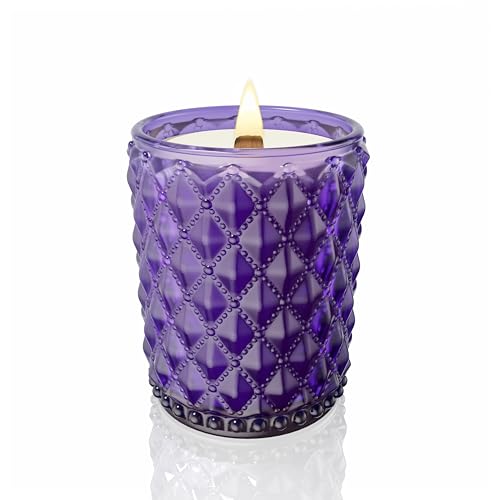 M&SENSE Vela perfumada grande de cítricos y lavanda, vela crujiente con mecha de madera, 470 g, 100 horas de duración, cera de soja en tarro de cristal, vela de lujo regalo para hombres y mujeres