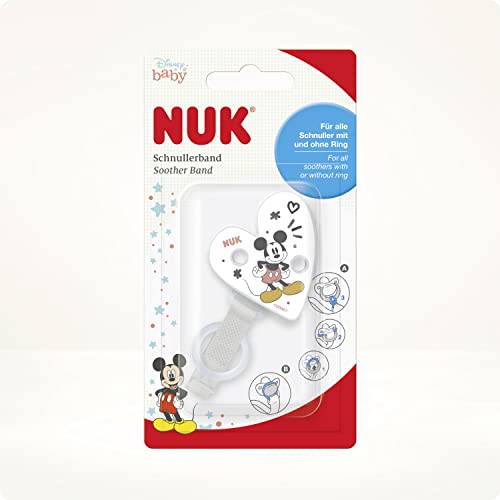 NUK Schnullerkette und Clip | für Schnullerringe | robust und bruchsicher | Disney Mickey Mouse