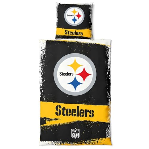 Bild: Pittsburgh Steelers NFL Bettw�sche Set ** Raw ** Baumwolle, Rei�verschluss, 135x200 cm Bettdeckenbezug und 80x80 cm Kissenbezug f�r 44,50 EUR (-5%) statt 47,03 EUR bei amazon.de