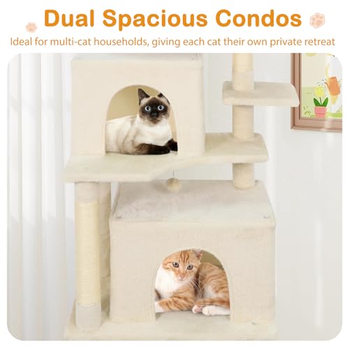Árbol para Gatos 70 Pulgadas con Rascadores y Hamaca Beige miniatura 7