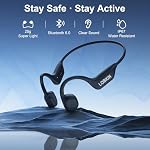 LOBKIN Casques de conduction osseux, Bluetooth sans fil à oreille ouverte 6.0 Casques de course avec charge magnétique, IPX6 imperméable 10H Temps de jeu, Ecouteurs de sport ultra-légers pour gym, entraînement