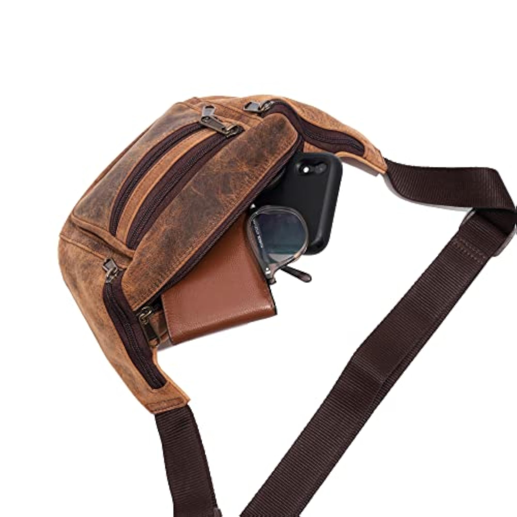 Water Resistant Canvas Leather Motorcycle Travel Fanny Pack