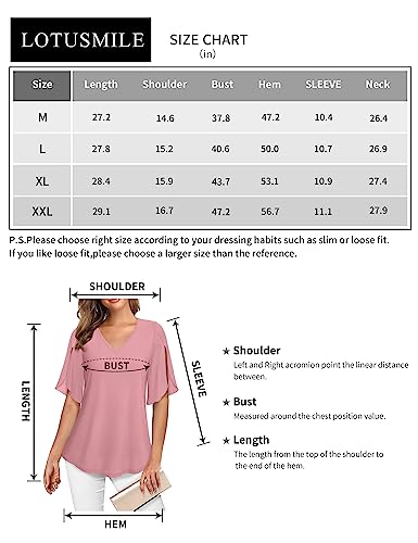 Womens Business Casual Outfits For Work, Lotusmile Formal Shirts For Women Elegant Evening Summer Blouses For Women Dressy Casual Ruffle Blouse For Women Short Sleeve Tops Dressy Casual Spring 2023 M #TOP5