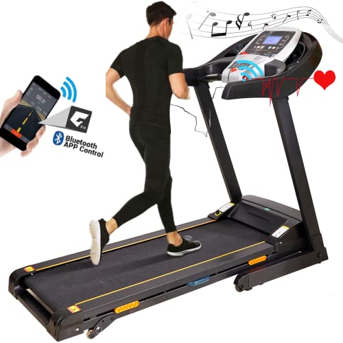 Treadmills for Home, 3.25HP Folding Treadmill with Incline, Fitness APP, 300lb Capacity Walking Running Exercise Machine with Smart Shock-Absorbing System, 9.0MPH,12 Programs, Bluetooth Speaker