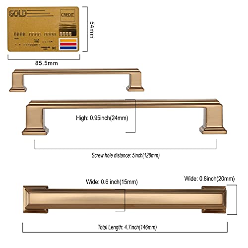 Amerdeco 10 Pack Champagne Bronze Cabinet Pulls 5 Inch(128Mm) Hole Center Cabient Hardware Kitchen Cabinet Handles For Bathroom Drawer Pulls Dresser Pulls Zh0001 #TOP3