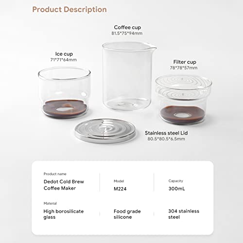 Recafimil Cold Brew Coffee Maker 10Ten Oz, Dripper Iced Coffee Brewer Maker With Adjustable Water Flow, Stainless Steel Filter, Borosilicate Glass For Home & Office Use #TOP6