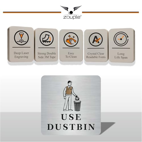 Image of USE DUSTBIN Sign, 6x6 Inch, Durable Steel, Self-Adhesive