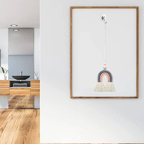 Image of 1 Pieces Macrame Rainbow Car Pendant Boho Rainbow Car Charm Diffuser Cute Car Air Fresheners Essential Oil Diffuser Handmade Hanging Car Accessories Decor for Car Interior (Rainbow 3)