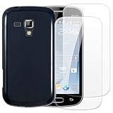 Shantime Coque avec 2 pièces Protection Compatible avec Samsung Galaxy Trend Plus, Étui Antichoc + Verre Trempé pour Sécurité Totale(Noir)
