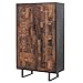 Produktbild Marrakesch Industrial Kleiderschrank Schrank aus Holz massiv 147cm | Highboard Mehrzweckschrank Adaline für Wohnzimmer Flur und Schlafzimmer als Vintage Möbel | Aktenschrank für das Büro