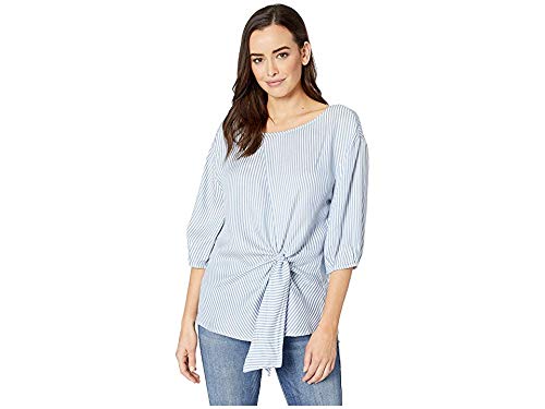 Vintage America Blues Women's Riley Front Side Tie 3/4 Sleeve Woven Blouse Top