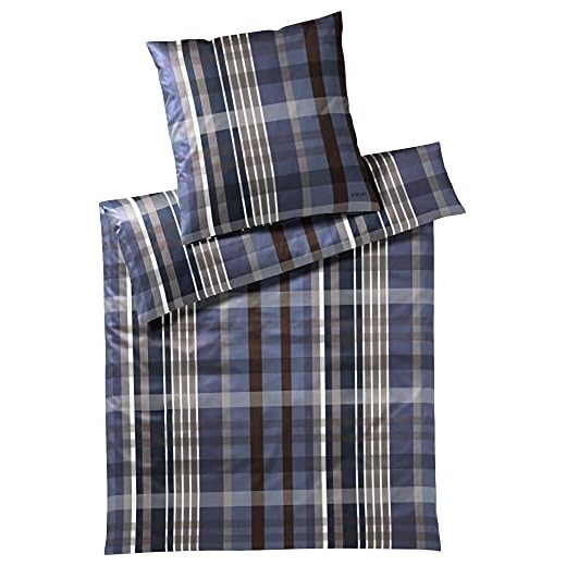 Joop! Mako-satin sängkläder uppsättning kontrollfärg havsstorlek 200 x 200 2 x 80 x 80 cm rutig