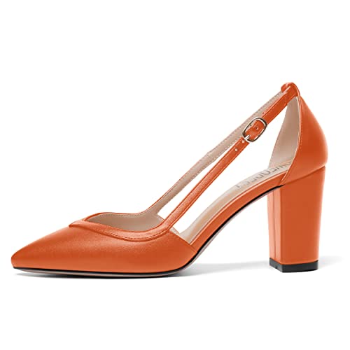 SHOWFOREST Womens Wedding Dress Matte Slip On Pointed Toe Solid Block High Heel Pumps Shoes 3.3 Inch2