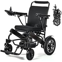 Electric Wheelchair for Adults,Foldable Power Wheelchair for Adults,Dual Motors 500W, Portable Folding, Motorized Mobility for Seniors, All Terrain, Travel Size 12 inch Rear Wheels