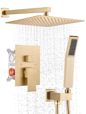 Cobbe Shower Faucets Sets Complete,Shower System,10 inches Rainfall Shower Head with Handheld, Shower Faucet Set for Bathroom Rough-in Valve Body and Trim Included