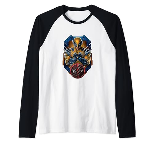 Marvel Deadpool & Wolverine Logan Bust Epic Portrait Retro Manche Raglan