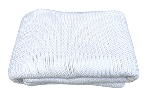 DUDU N GIRLIE Baby Blanket for Newborn | Warm & Cosy Cellular Baby Blanket | 100% Extra Soft Breathable Cotton, Pram/Travel/Moses Basket (90 x 70 cm) White.