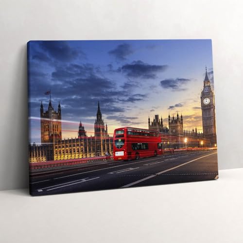 Grand Tableaux 80x60cm Bus rouge de Londres pour salon moderne