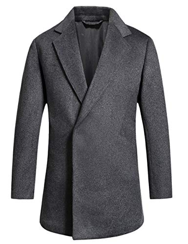 SSLR Men's Warm Slim Fit Trench Coat Jacket Winter Wool Blend Overcoat(Large, Grey(9127-1))