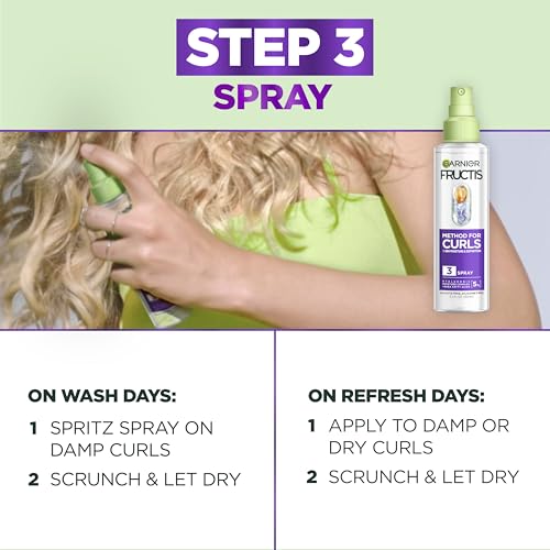 Garnier Fructis Method for Curls Moisture Refreshing Curl Activator, Curl Refresher Spray with up to 5% Hyaluronic Moisture Complex, Designed and Tested for 2C to 4C Curls and Coils, 12.5 fl oz - image 6