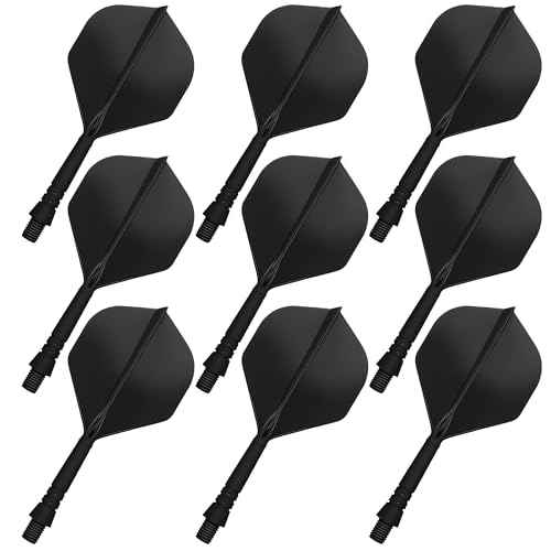 CyeeLife Plumas de Dardos integradas y cañas para Dardos, Precision Moulded 2 en 1 y cañas de Dardos, vástago de Dardos, Accesorios Profesionales para Dardos, Paquete de 9 (Negro)