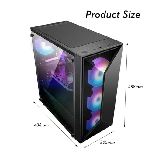 Gabinete Mid Tower con panel lateral transparente negro, compatible con E-ATX/ATX/M-ATX/ITX, 5 ventiladores, compatible con refrigeración líquida, adecuado para uso en oficina y hogar miniatura 2
