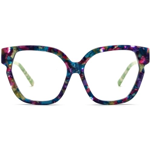 Image of HEPIDEM Multicolor Acetate Glasses Frame Women,Oversize Round Optical Eyeglasses 9345