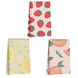 3Pcs Fruits Kitchen Towels 24x14 Inch, Lemon Peach Dish Towels for Kitchen Home Farmhouse Decor, Waffle Weave Microfiber Tea Cloth Hand Towel, Strawberry Gifts for Women Mom Friend Grandma