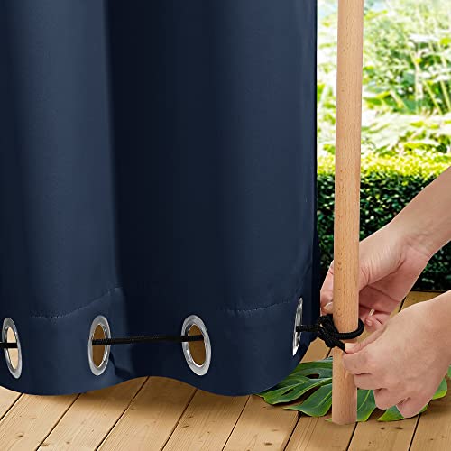 NICETOWN 2 Panels Outdoor Curtains Waterproof Extra Long W52xL108 Navy
