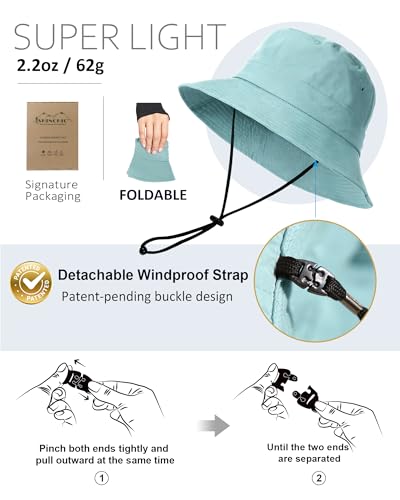 Image of Water-Resistant Bucket Hat for Women Men Rain Hat UPF 50+ Boonie Sun Hat Foldable Summer Floppy Fishing Safari Hats
