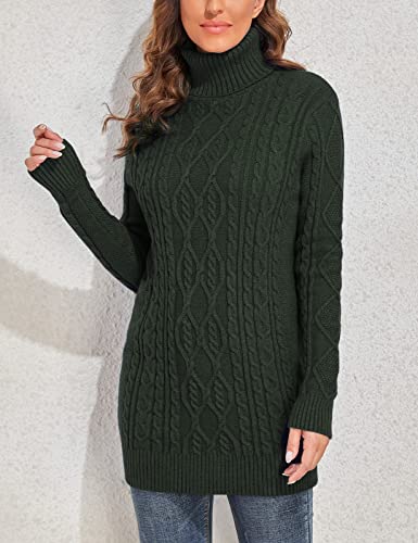Prettyguide Women's Long Sweater Turtleneck Pullover Tunic Sweater Tops Xl Green #TOP4